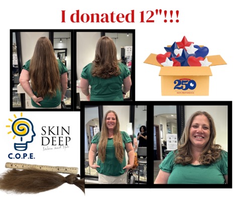 Maria DeLuca's 12-inch hair donation collage from the COPE Hair Cut-A-Thon at Skin Deep Salon